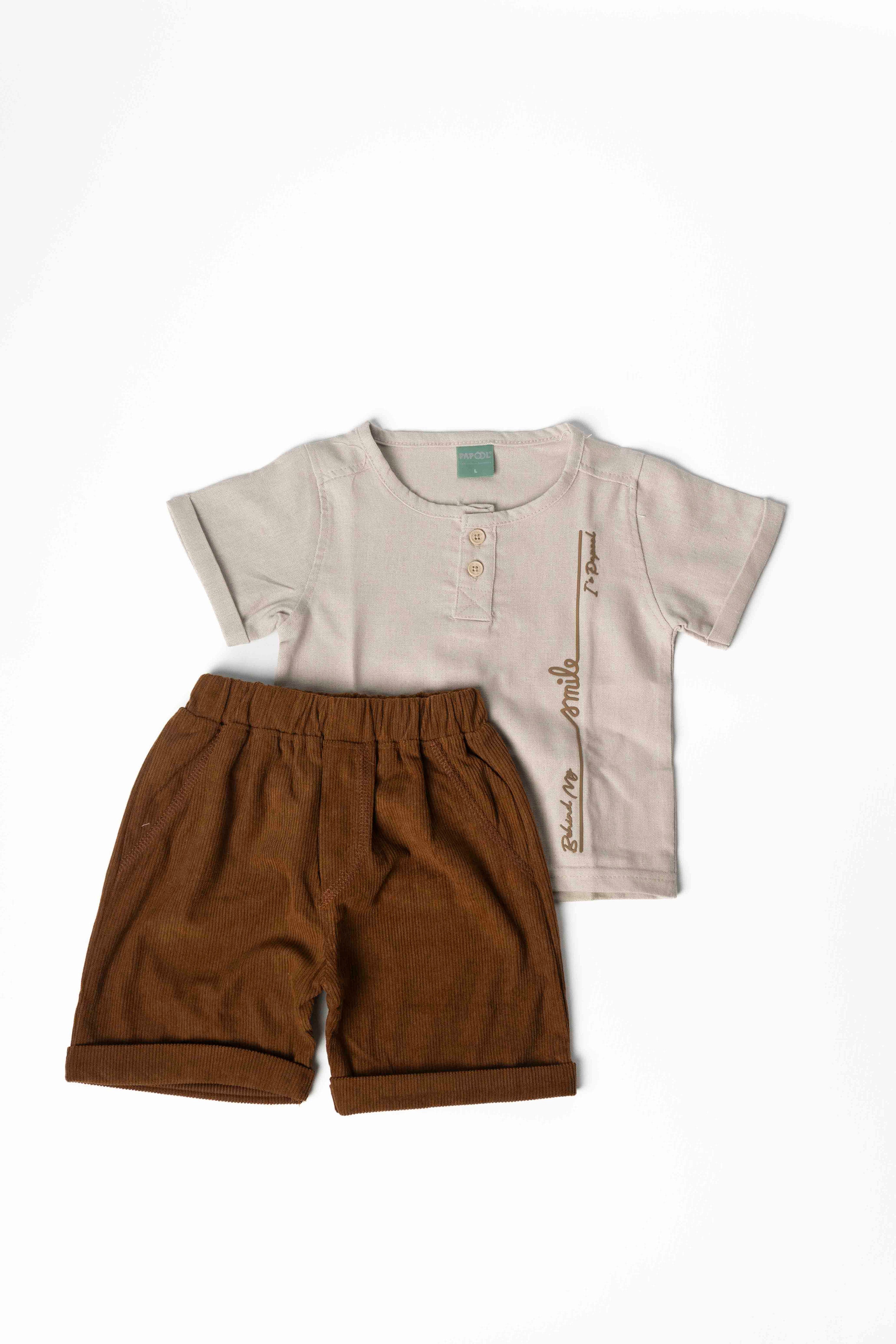 Brown  T shirt Shorts